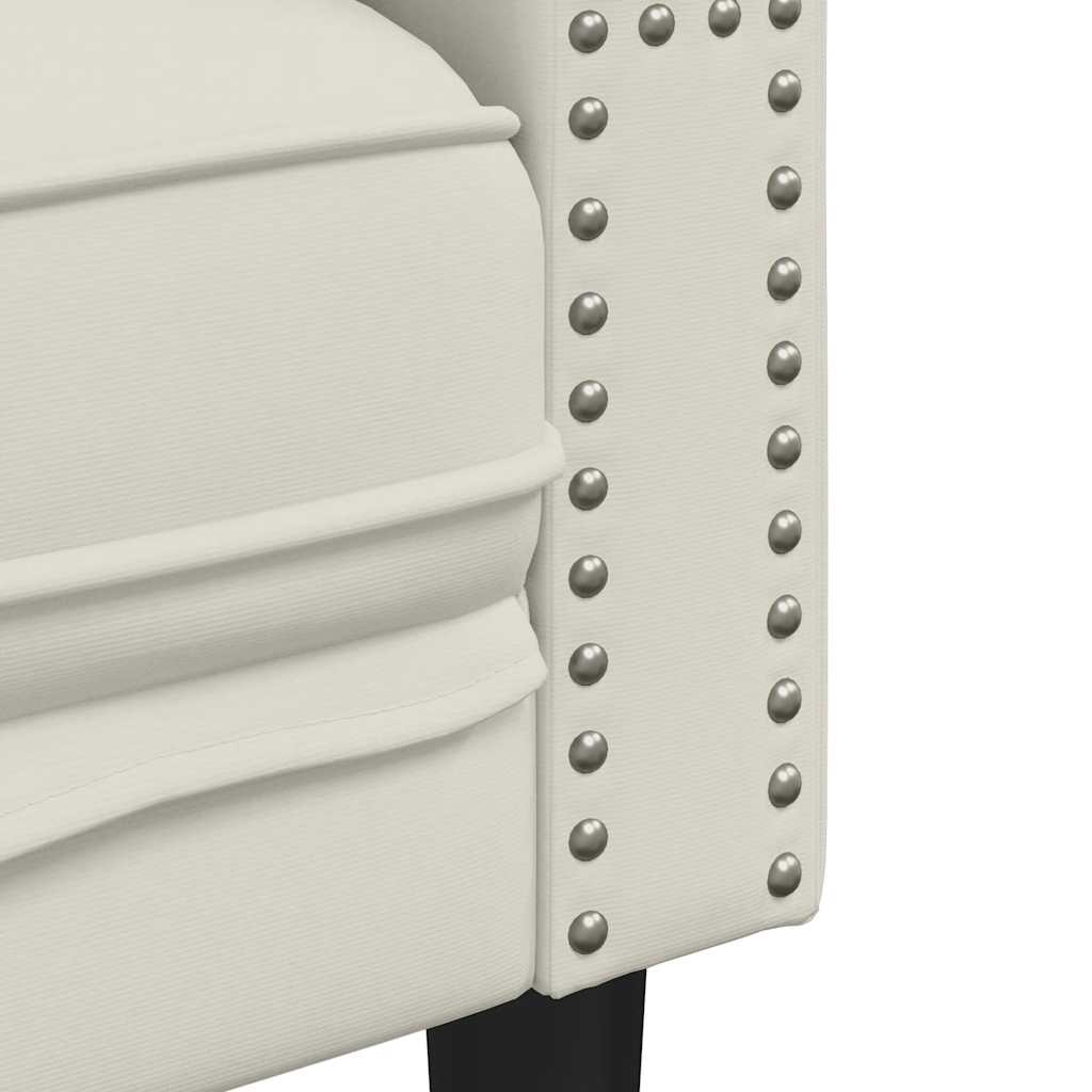 vidaXL Fotel Chesterfield, kremowy, tapicerowany aksamitem