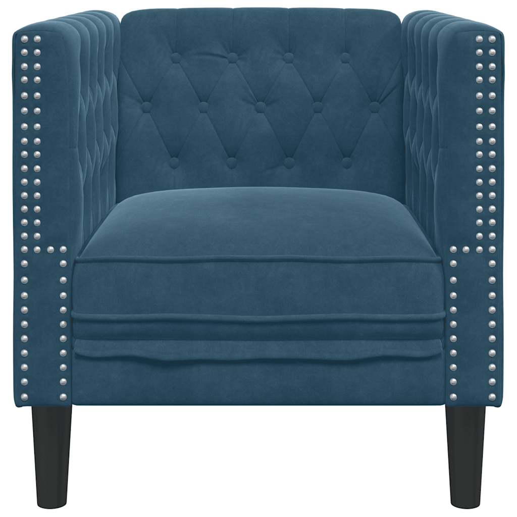 vidaXL Fotel Chesterfield, niebieski, tapicerowany aksamitem