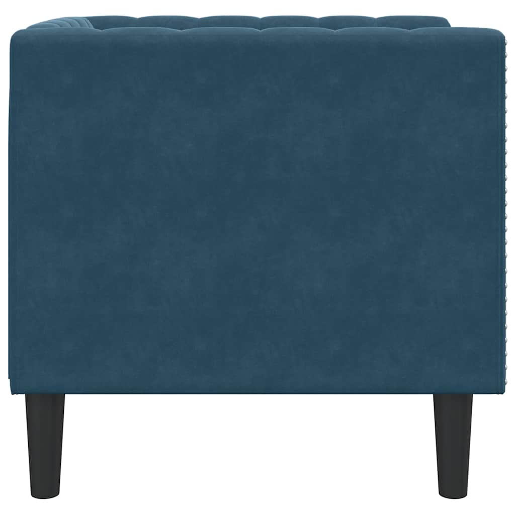 vidaXL Fotel Chesterfield, niebieski, tapicerowany aksamitem