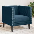 vidaXL Fotel Chesterfield, niebieski, tapicerowany aksamitem