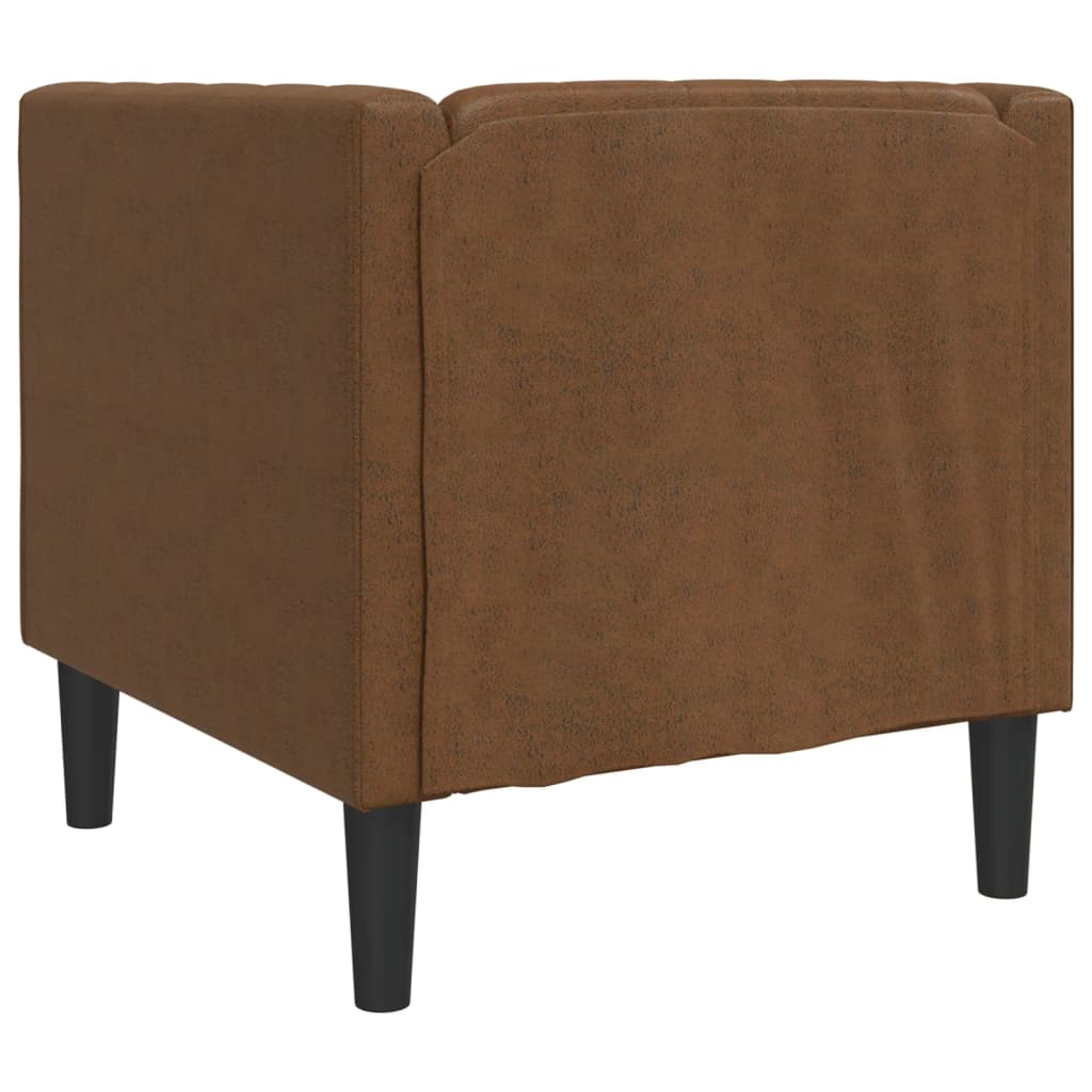 vidaXL Fotel Chesterfield, brązowy, sztuczna skóra zamszowa