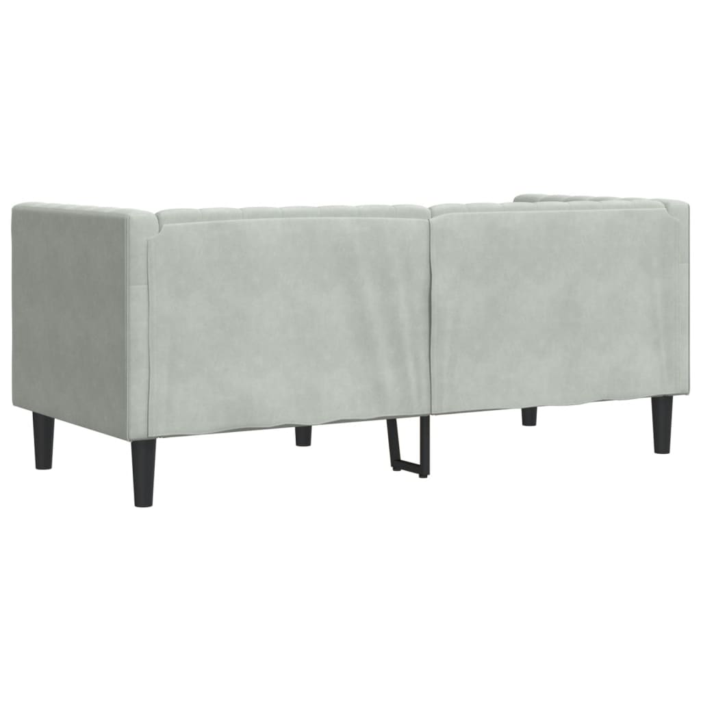vidaXL Sofa Chesterfield z wałkami, dwuosobowa, jasnoszara, aksamit