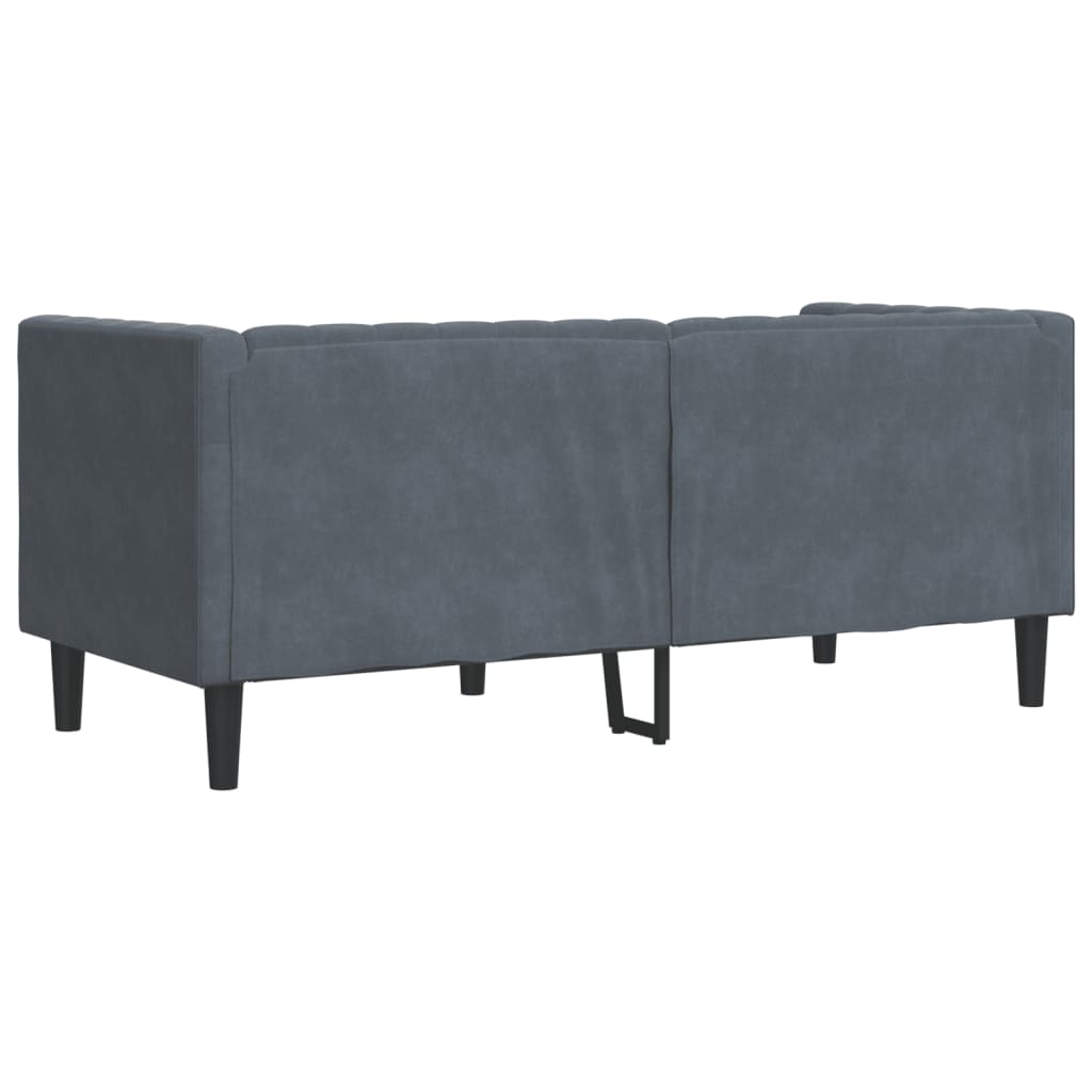 vidaXL Sofa Chesterfield z wałkami, dwuosobowa, ciemnoszara, aksamit