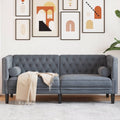 vidaXL Sofa Chesterfield z wałkami, dwuosobowa, ciemnoszara, aksamit