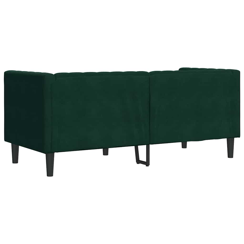 vidaXL Sofa Chesterfield z wałkami, dwuosobowa, ciemnozielona, aksamit