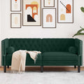 vidaXL Sofa Chesterfield z wałkami, dwuosobowa, ciemnozielona, aksamit
