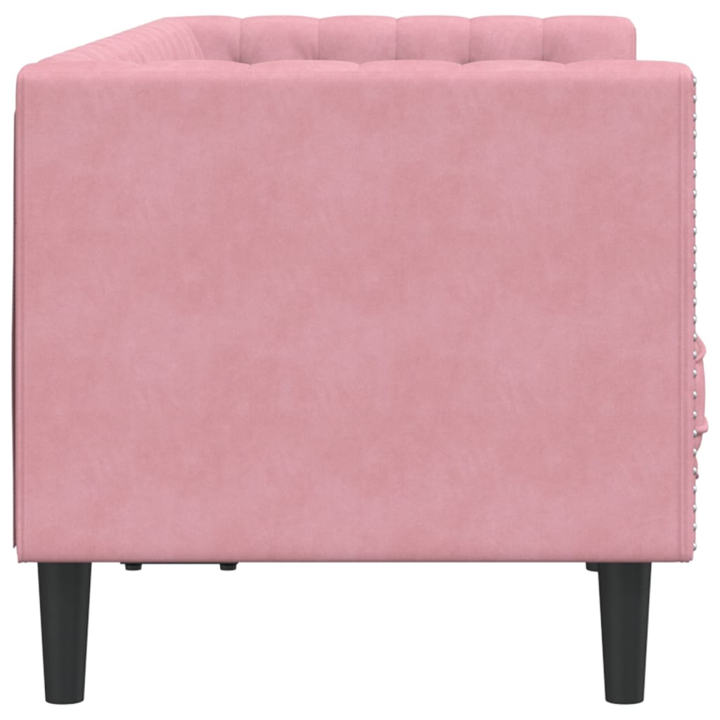 vidaXL Sofa Chesterfield z wałkami, dwuosobowa, różowa, aksamit