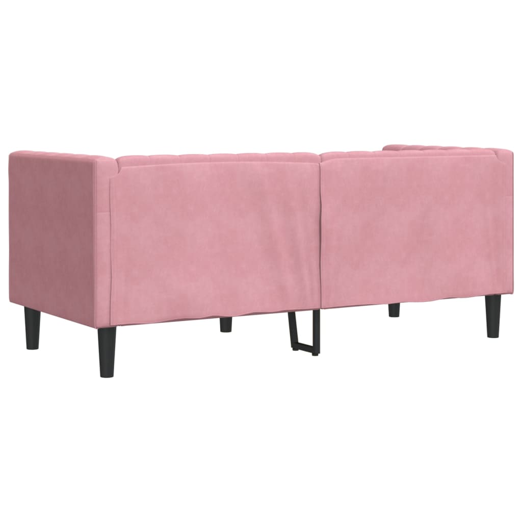vidaXL Sofa Chesterfield z wałkami, dwuosobowa, różowa, aksamit