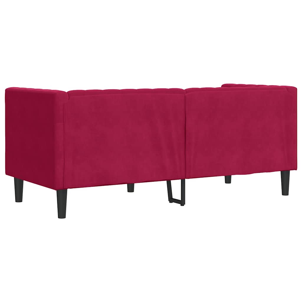 vidaXL Sofa Chesterfield z wałkami, dwuosobowa, bordowa, aksamit