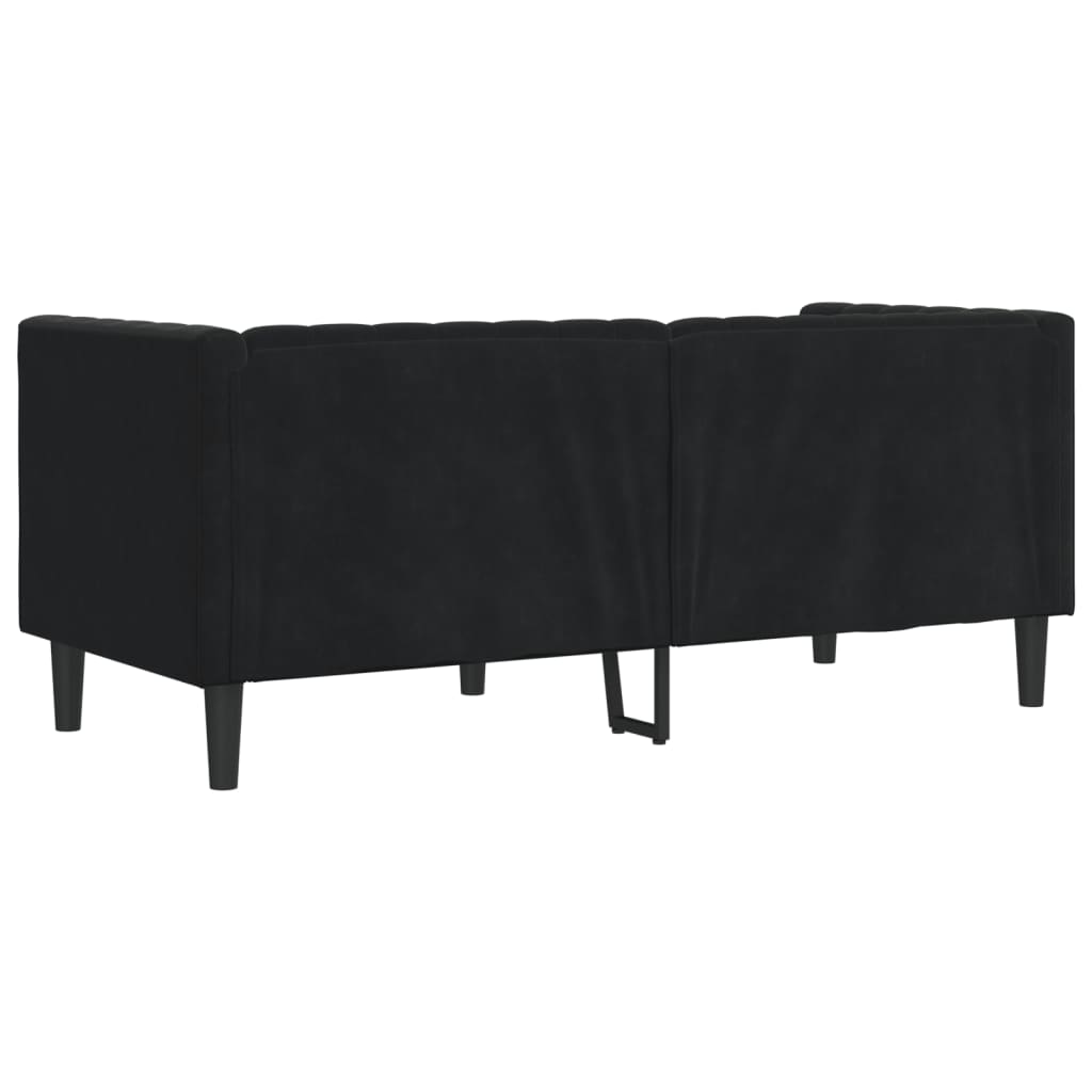 vidaXL Sofa Chesterfield z wałkami, dwuosobowa, czarna, aksamit