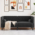vidaXL Sofa Chesterfield z wałkami, dwuosobowa, czarna, aksamit