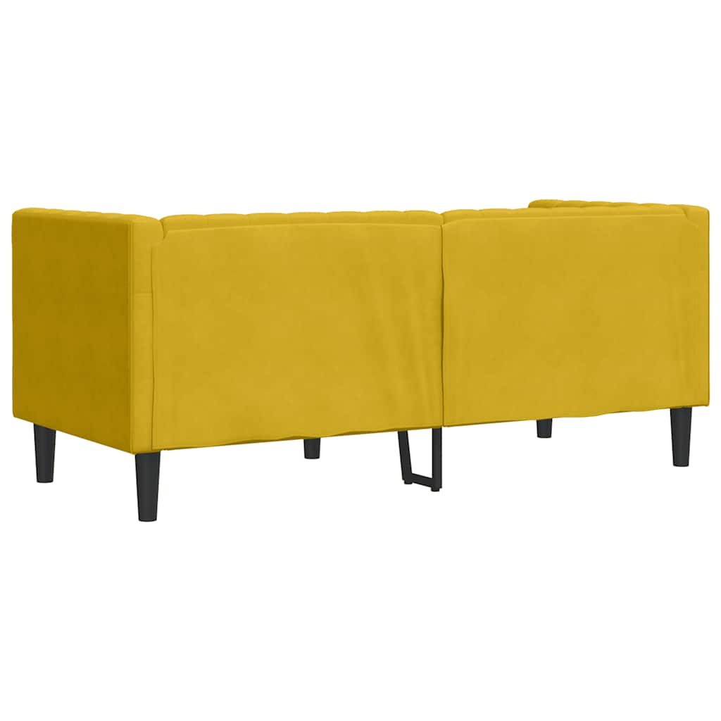 vidaXL Sofa Chesterfield z wałkami, dwuosobowa, żółta, aksamit