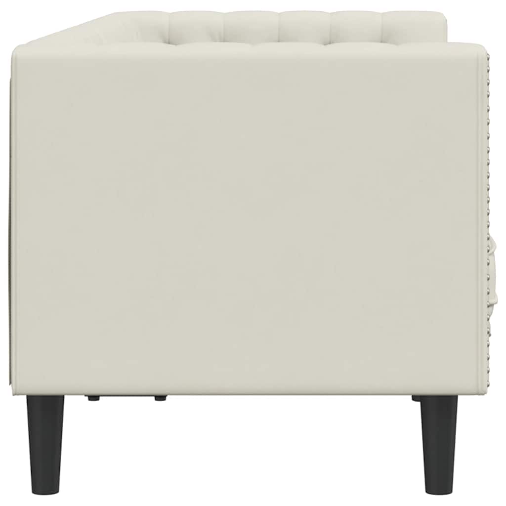 vidaXL Sofa Chesterfield z wałkami, dwuosobowa, kremowa, aksamit