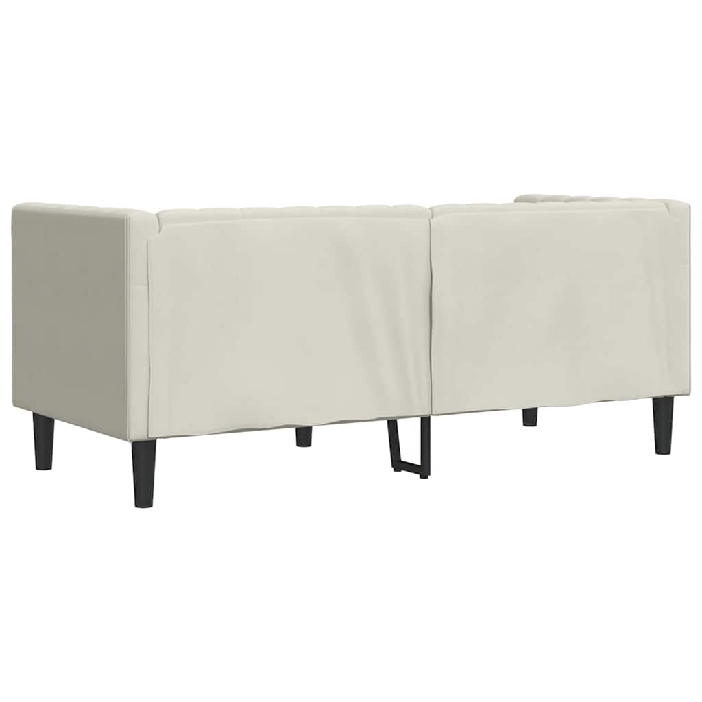 vidaXL Sofa Chesterfield z wałkami, dwuosobowa, kremowa, aksamit