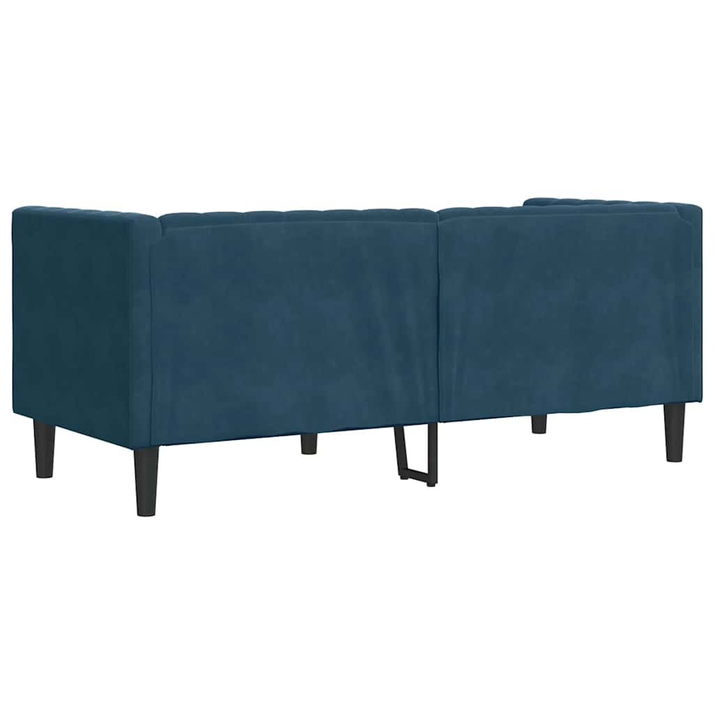 vidaXL Sofa Chesterfield z wałkami, dwuosobowa, niebieska, aksamit