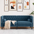 vidaXL Sofa Chesterfield z wałkami, dwuosobowa, niebieska, aksamit