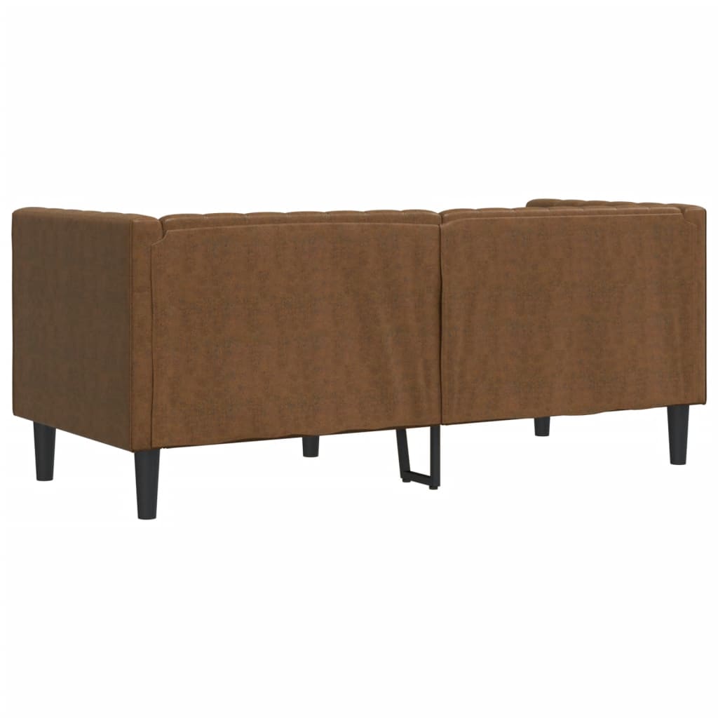vidaXL Sofa Chesterfield z wałkami, 2-os., brązowa, sztuczny zamsz