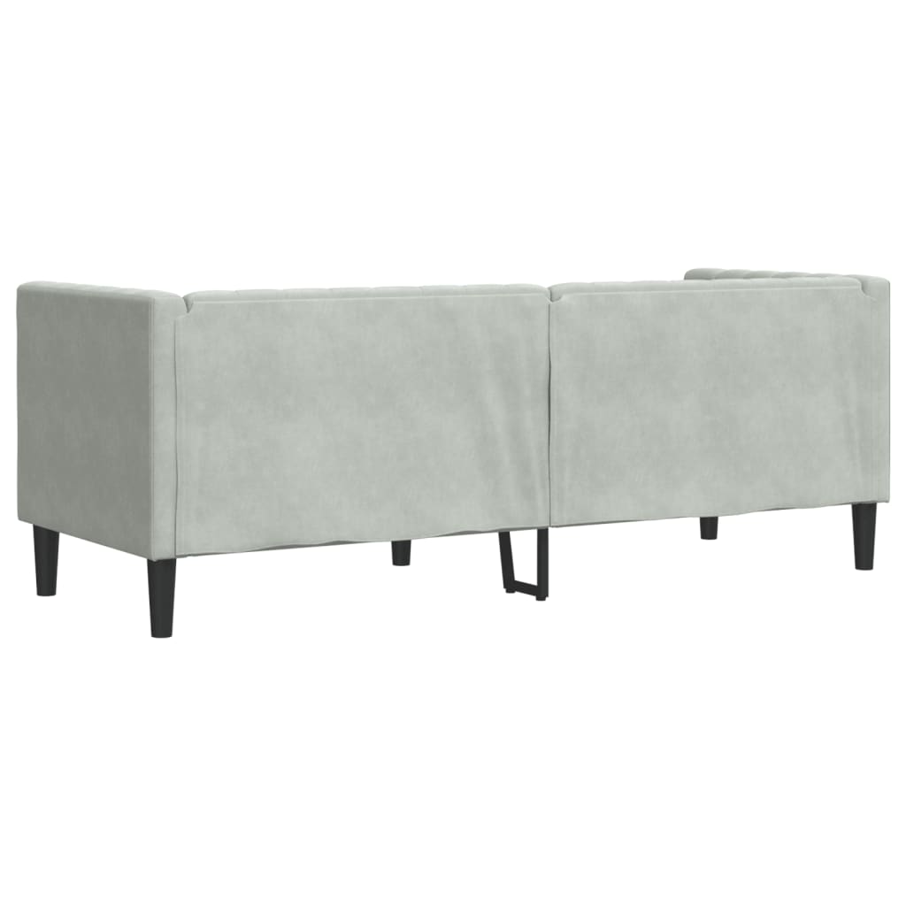 vidaXL Sofa Chesterfield z wałkami, trzyosobowa, jasnoszara, aksamit