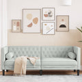 vidaXL Sofa Chesterfield z wałkami, trzyosobowa, jasnoszara, aksamit