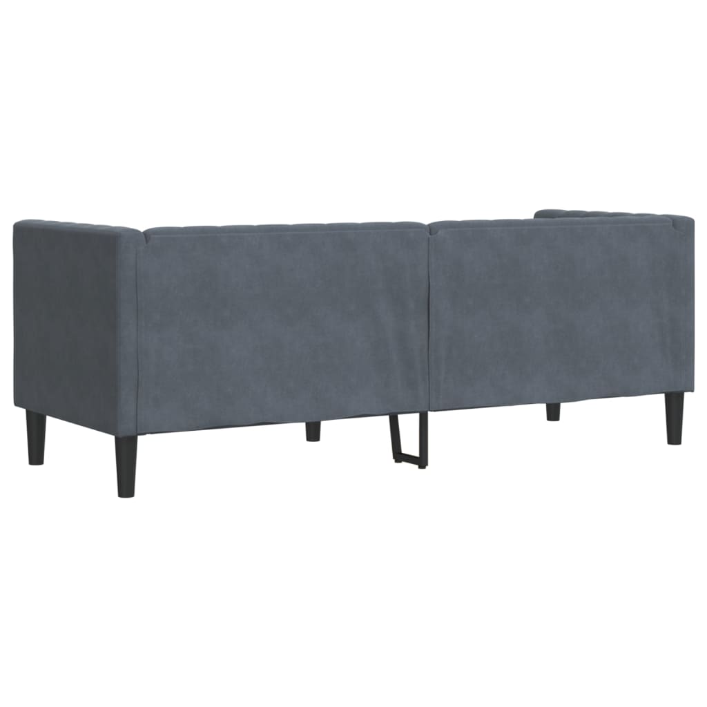 vidaXL Sofa Chesterfield z wałkami, trzyosobowa, ciemnoszara, aksamit