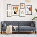 vidaXL Sofa Chesterfield z wałkami, trzyosobowa, ciemnoszara, aksamit