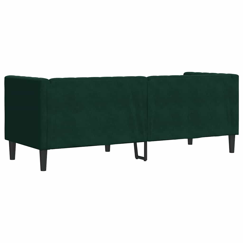 vidaXL Sofa Chesterfield z wałkami, 3-osobowa, ciemnozielona, aksamit