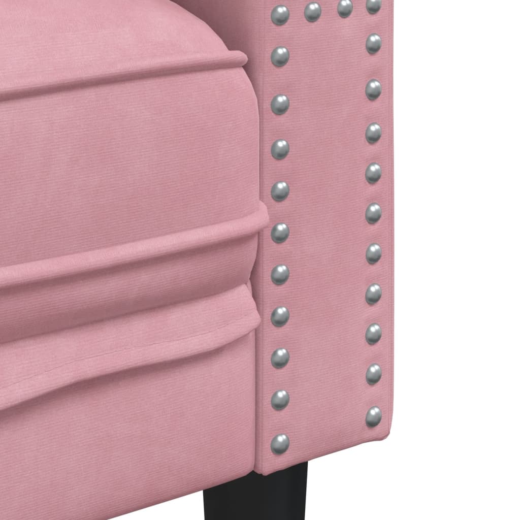 vidaXL Sofa Chesterfield z wałkami, trzyosobowa, różowa, aksamit
