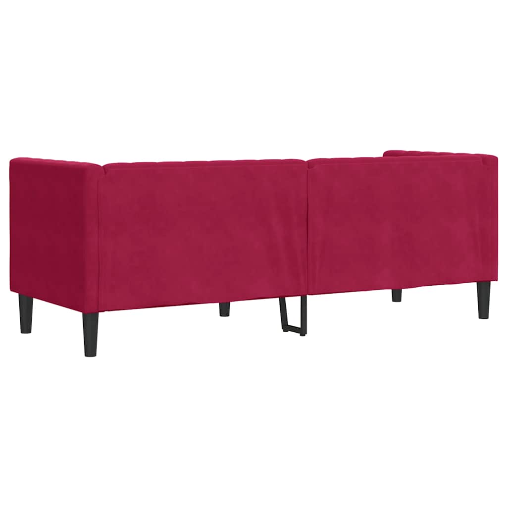 vidaXL Sofa Chesterfield z wałkami, trzyosobowa, bordowa, aksamit