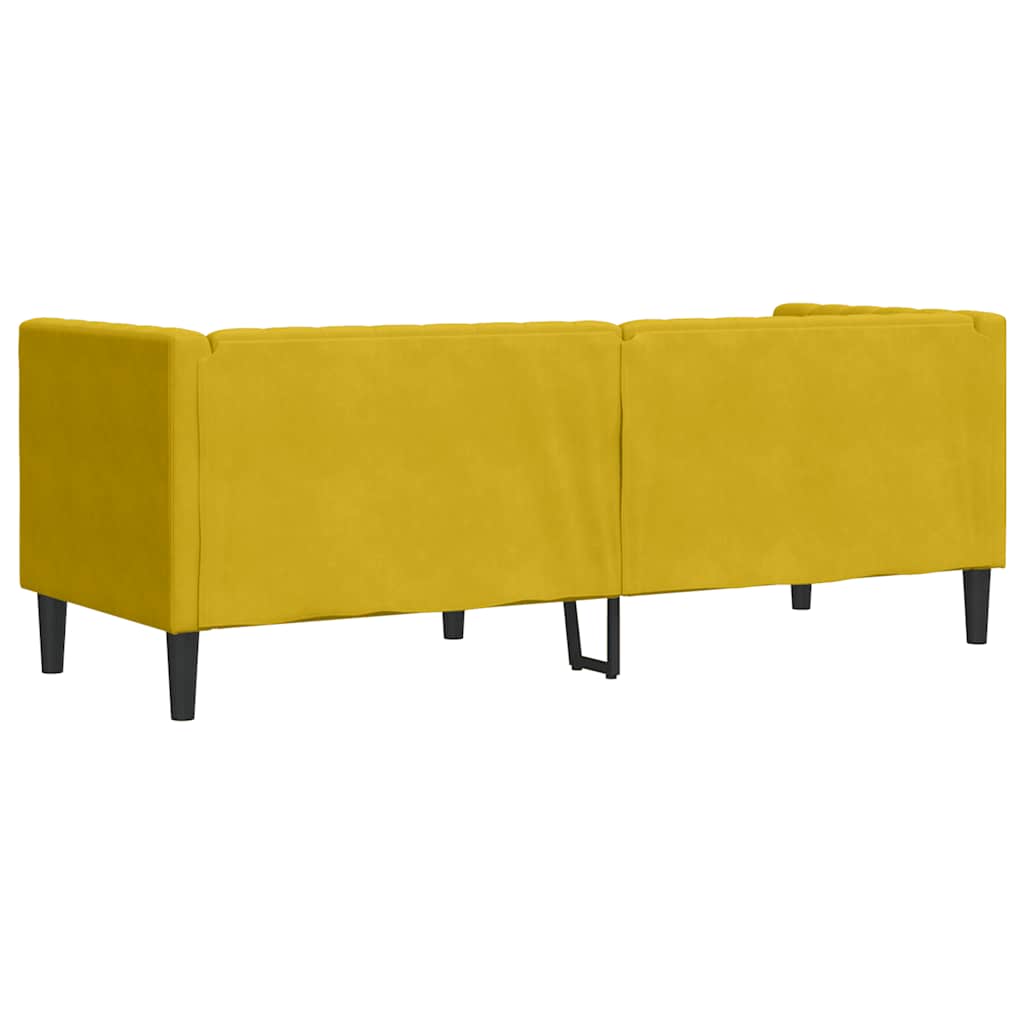 vidaXL Sofa Chesterfield z wałkami, trzyosobowa, żółta, aksamit