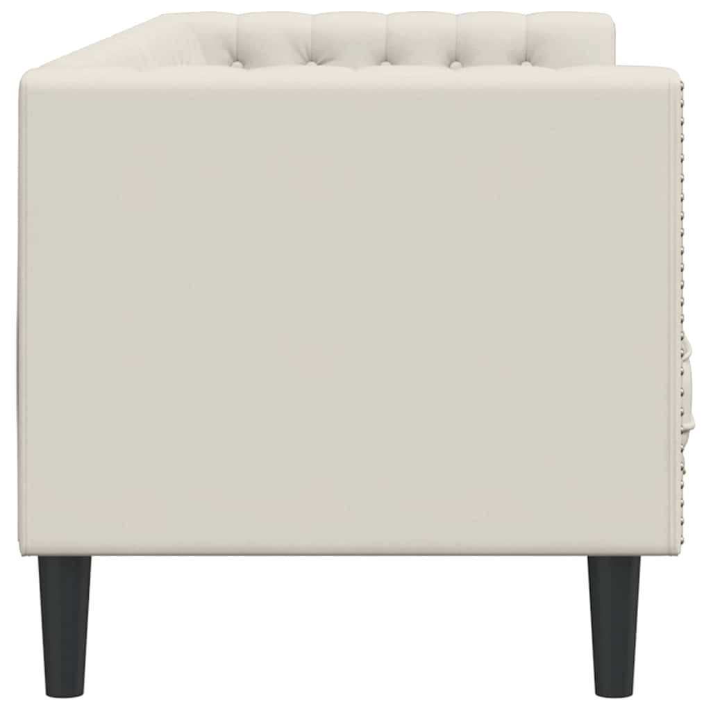 vidaXL Sofa Chesterfield z wałkami, trzyosobowa, kremowa, aksamit