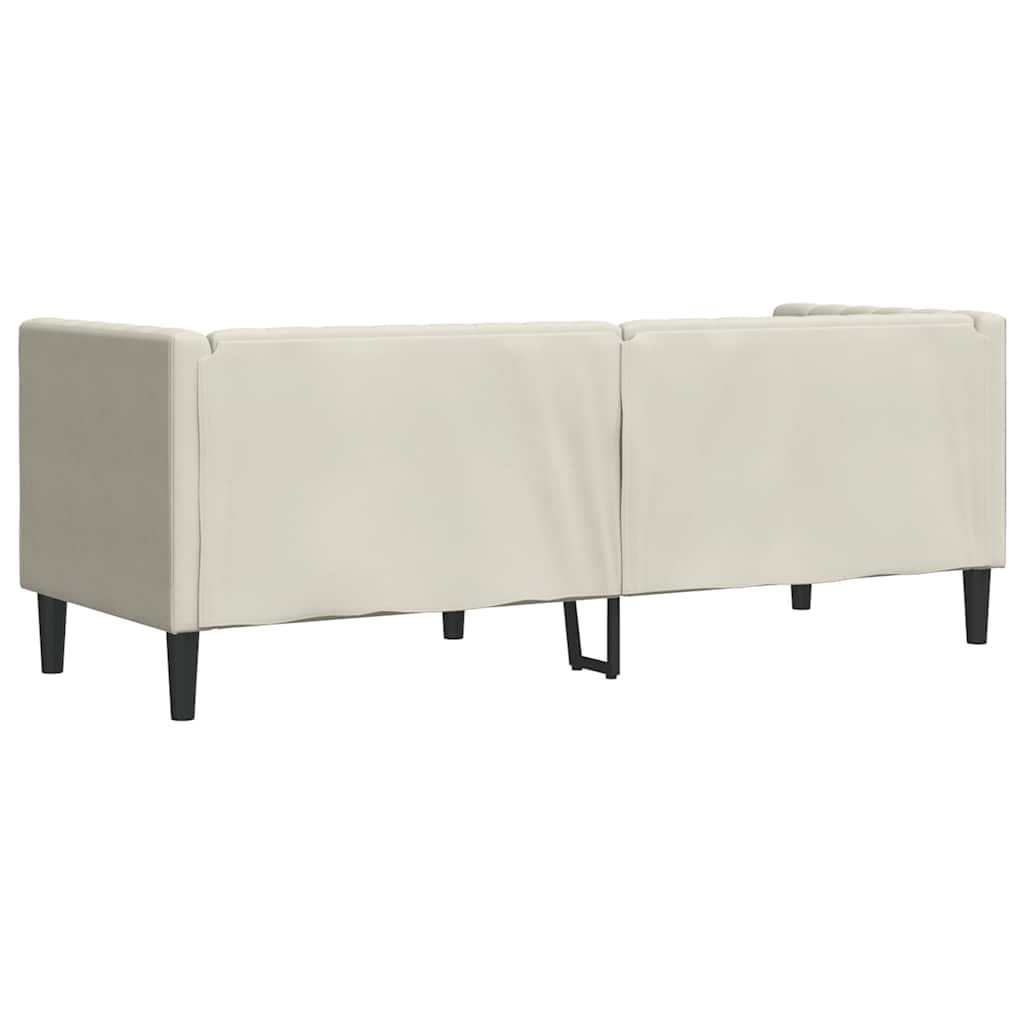 vidaXL Sofa Chesterfield z wałkami, trzyosobowa, kremowa, aksamit