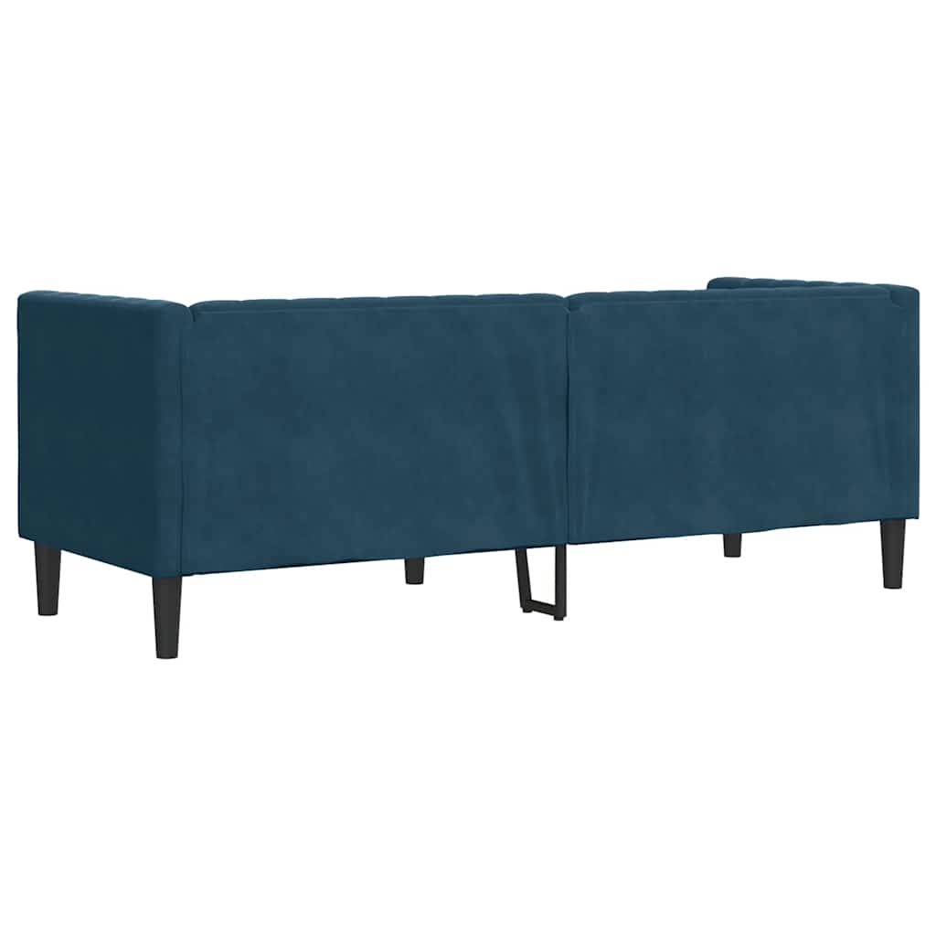 vidaXL Sofa Chesterfield z wałkami, trzyosobowa, niebieska, aksamit
