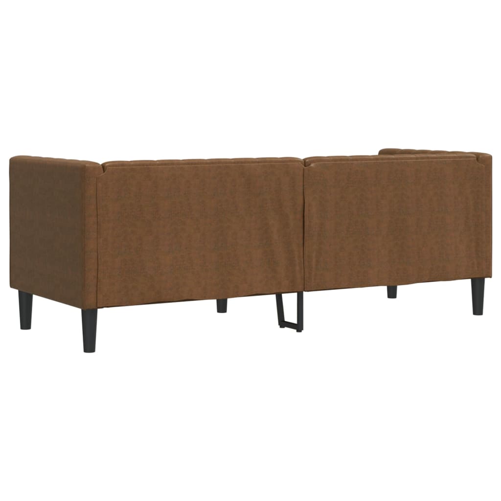 vidaXL Sofa Chesterfield z wałkami, 3-os., brązowa, sztuczny zamsz