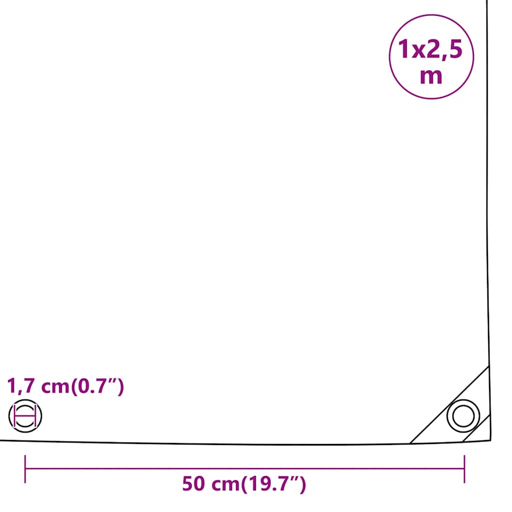 vidaXL Plandeka, szara, 1x2,5 m, 650 g/m²