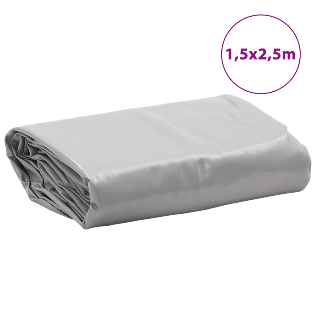 vidaXL Plandeka, szara, 1,5x2,5 m, 650 g/m²
