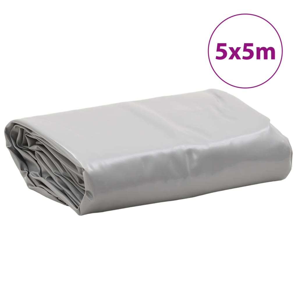 vidaXL Plandeka, szara, 5x5 m, 650 g/m²