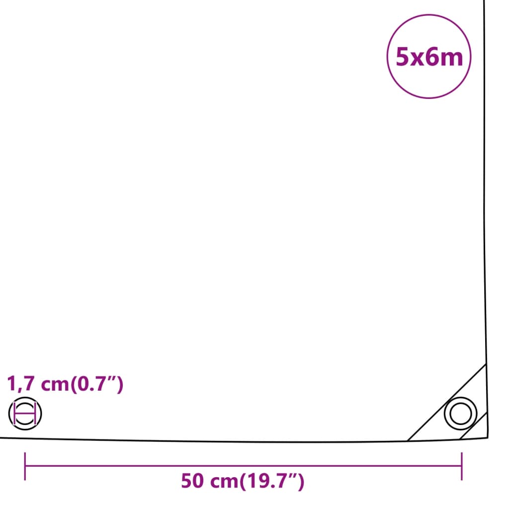 vidaXL Plandeka, szara, 5x6 m, 650 g/m²