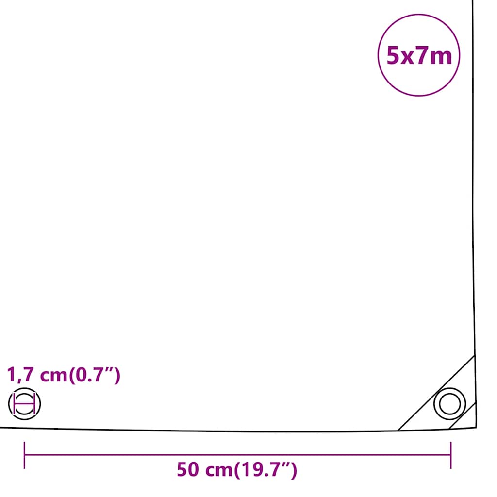 vidaXL Plandeka, szara, 5x7 m, 650 g/m²