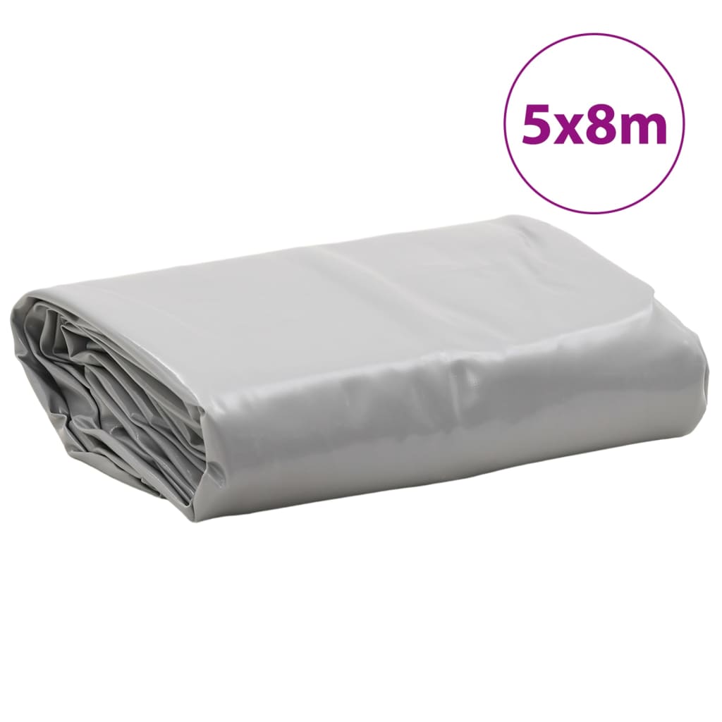 vidaXL Plandeka, szara, 5x8 m, 650 g/m²