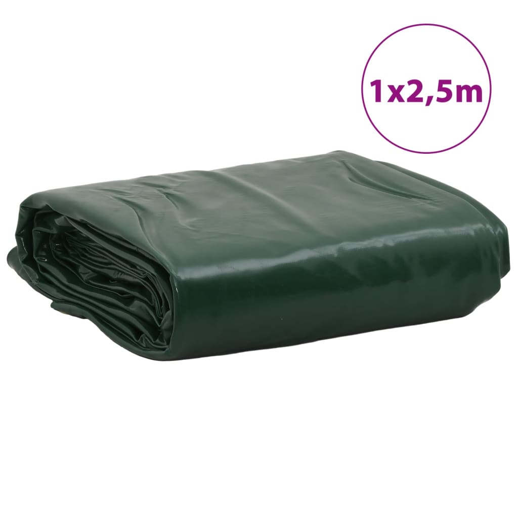 vidaXL Plandeka, zielona, 1x2,5 m, 650 g/m²