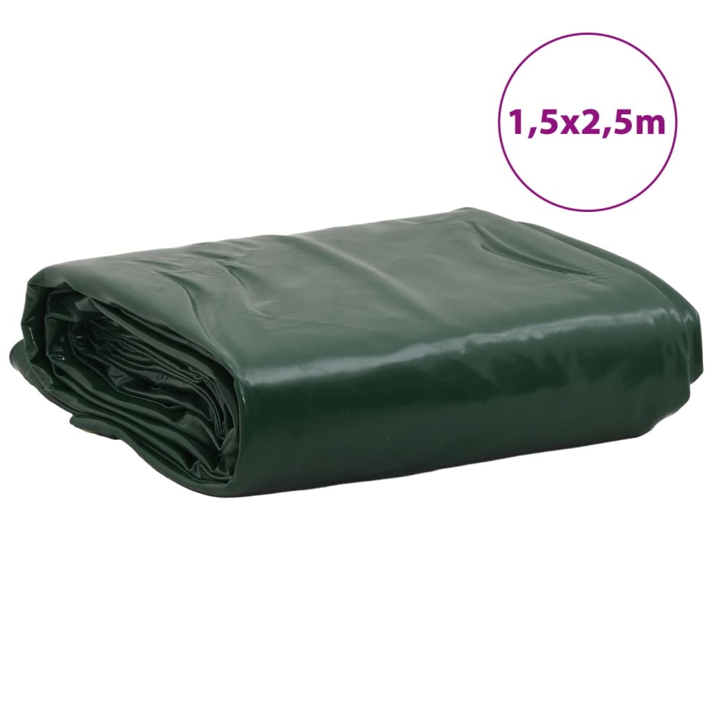 vidaXL Plandeka, zielona, 1,5x2,5 m, 650 g/m²