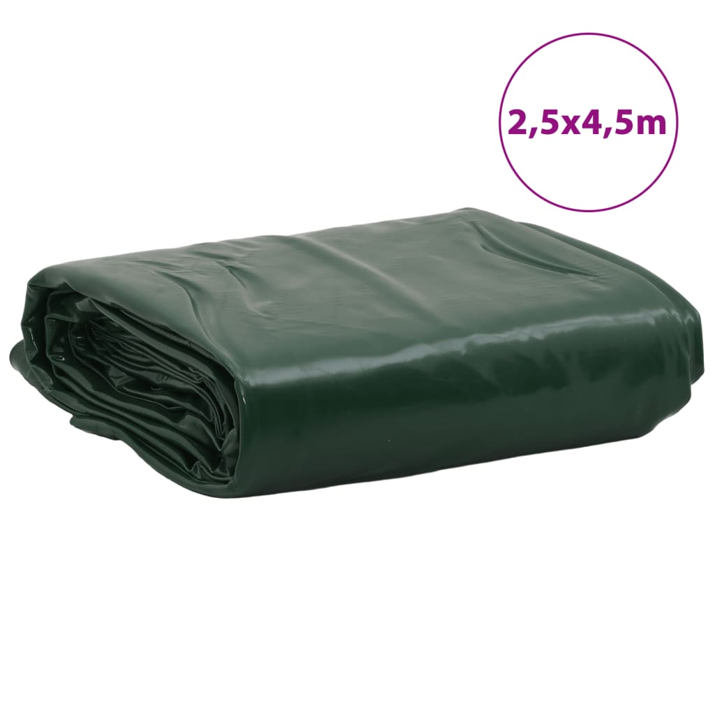 vidaXL Plandeka, zielona, 2,5x4,5 m, 650 g/m²