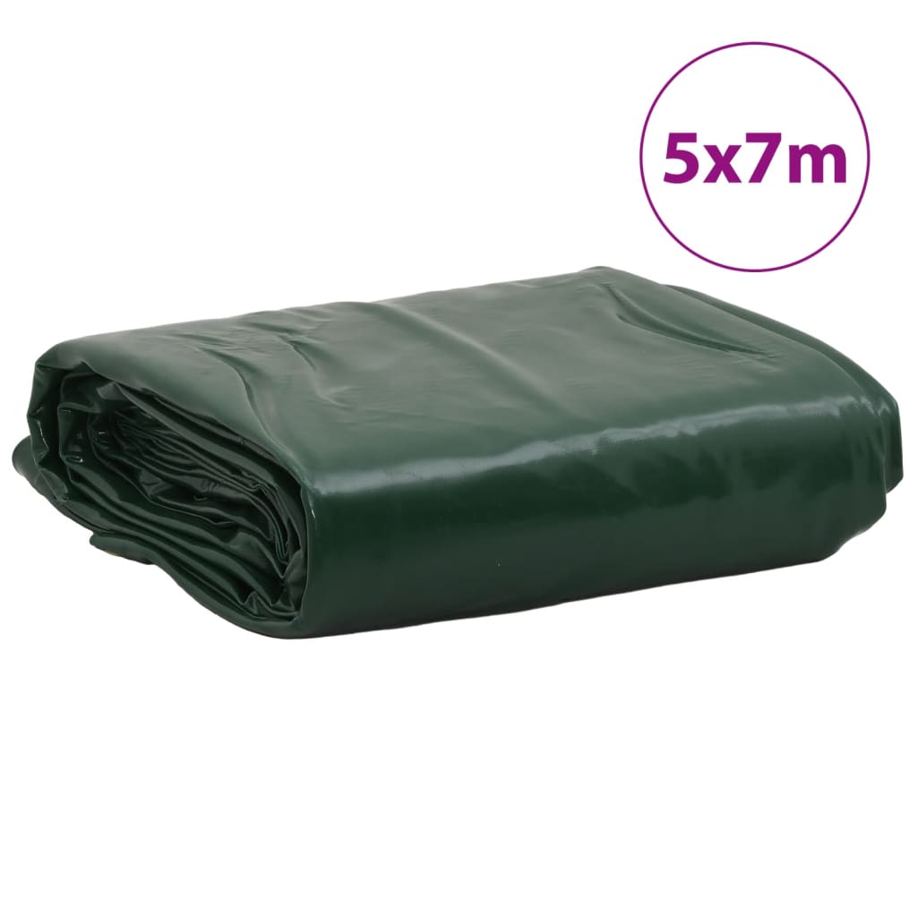 vidaXL Plandeka, zielona, 5x7 m, 650 g/m²