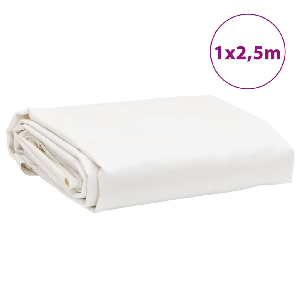 vidaXL Plandeka, biała, 1x2,5 m, 650 g/m²