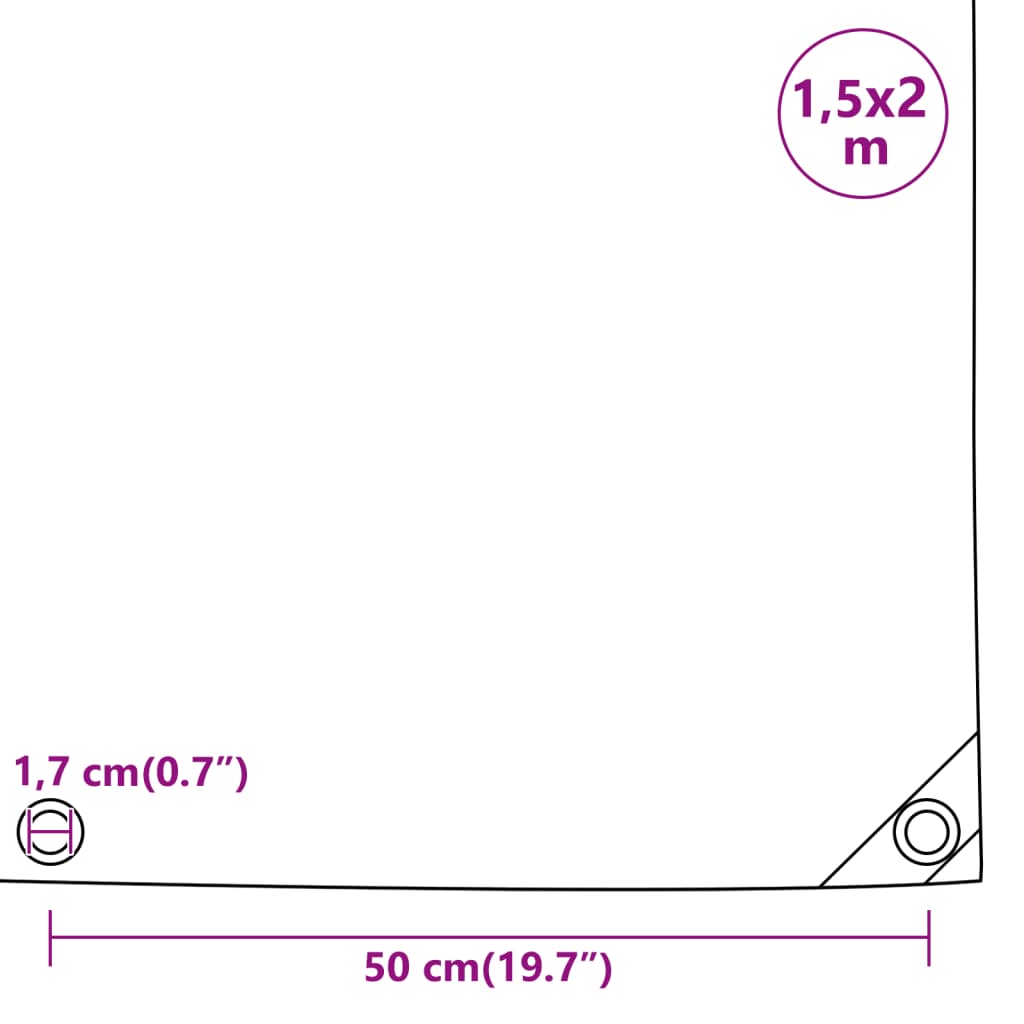 vidaXL Plandeka, biała, 1,5x2 m, 650 g/m²