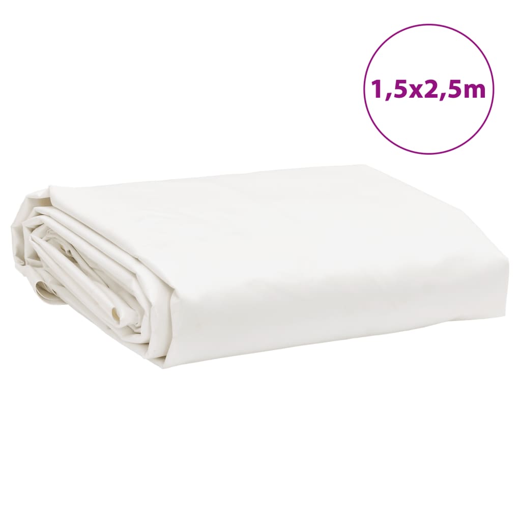 vidaXL Plandeka, biała, 1,5x2,5 m, 650 g/m²