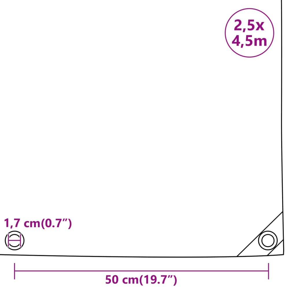 vidaXL Plandeka, biała, 2,5x4,5 m, 650 g/m²