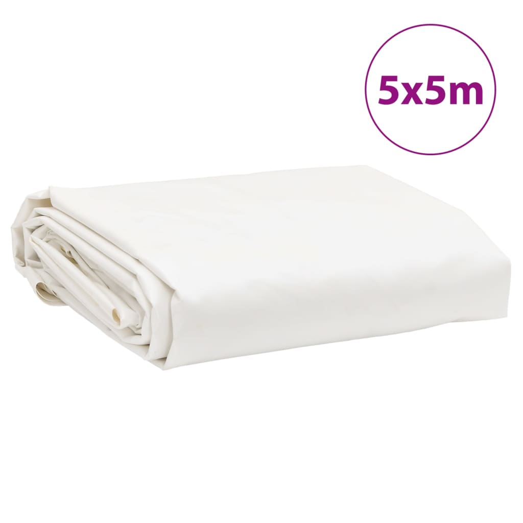 vidaXL Plandeka, biała, 5x5 m, 650 g/m²
