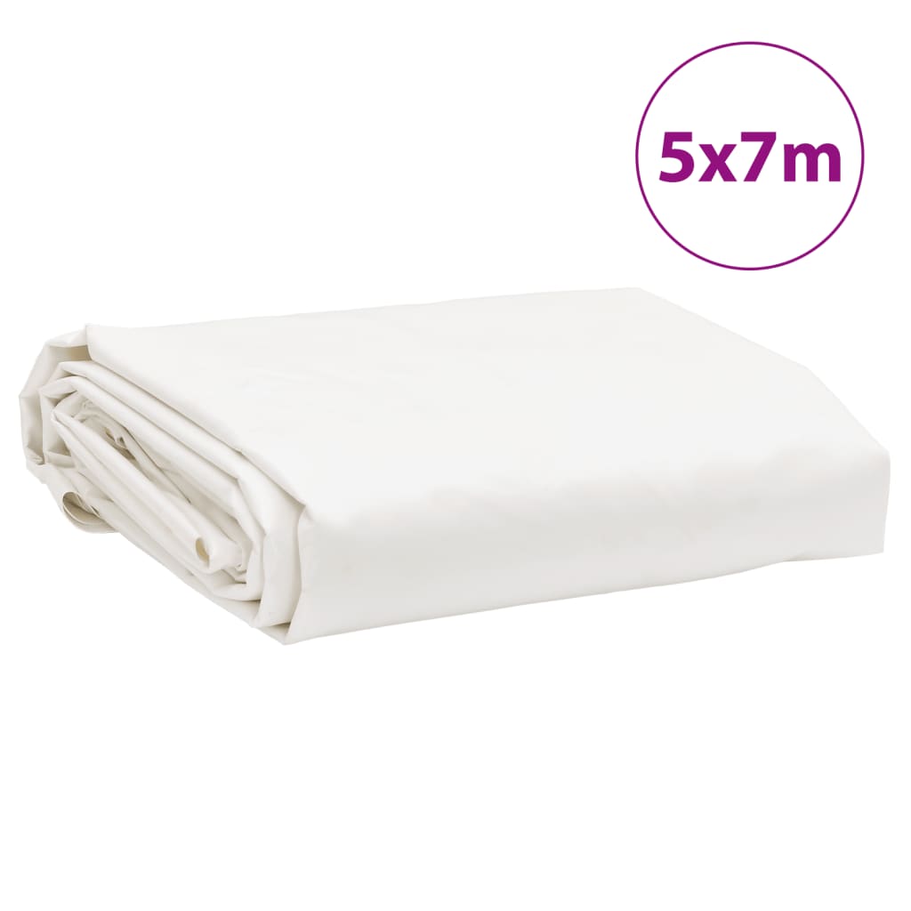 vidaXL Plandeka, biała, 5x7 m, 650 g/m²