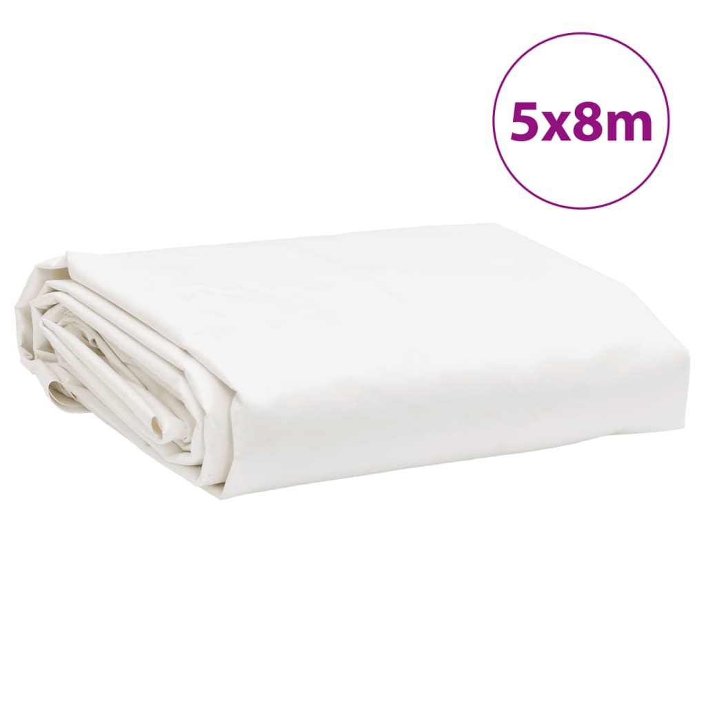 vidaXL Plandeka, biała, 5x8 m, 650 g/m²